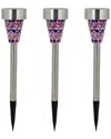 Northlight Set Of 3 Mosaic Stained Glass Solar Powered Led Pathway Markers