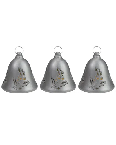 Northlight Set Of 3 Musical Lighted Silver Bells Christmas Decorations 6.5in