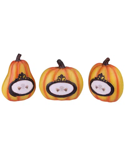 Northlight Set Of 3 Orange And Black Pumpkin Thanksgiving Tabletop Decors 5.5in
