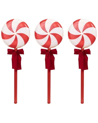 Northlight Set Of 3 Peppermint Candies Christmas Pathway Markers 16in In Red