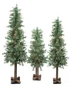 Northlight Set Of 3 Pre-lit Woodland Alpine Artificial Christmas Trees