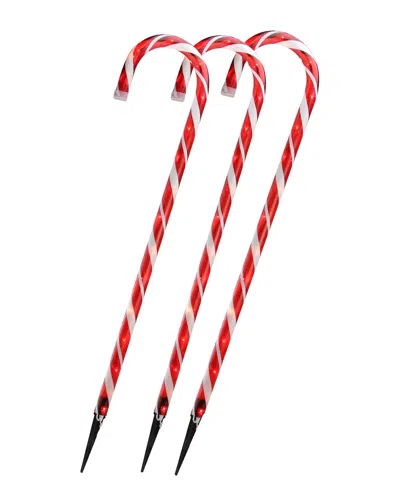 Northlight Set Of 3 Red And White Lighted Candy Cane Christmas Outdoor Decor 28in