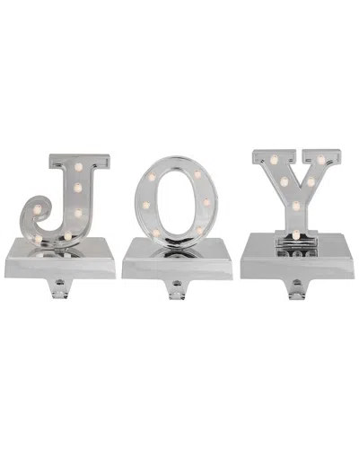 Northlight Set Of 3 Silver Led Lighted Joy Christmas Stocking Holders