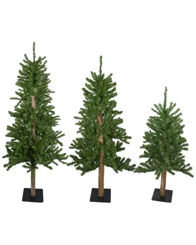 Northlight Set Of 3 Slim Alpine Artificial Christmas Trees In Green