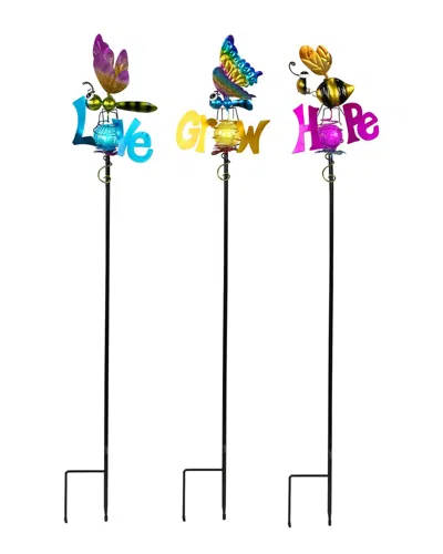 Northlight Set Of 3 Solar Lighted Grow Love & Hope Outdoor Garden Stakes