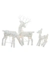 Northlight Set Of 3 White Glittered Doe Fawn And Reindeer Lighted Christmas Outdoor Decoration In White
