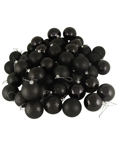 Northlight Set Of 32 Jet Black Shatterproof 4-finish Christmas Ball Ornaments