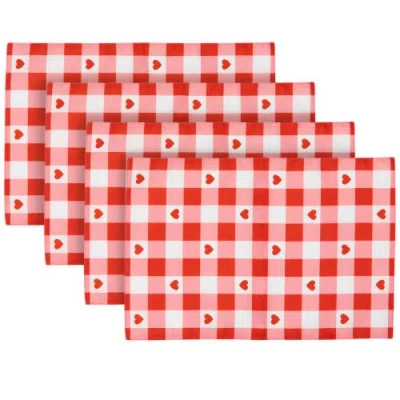 Northlight Checkered Hearts Valentine's Day Placemats In Red
