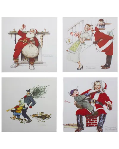 Northlight Set Of 4 Classic Norman Rockwell Christmas Scene Canvas Wall Art
