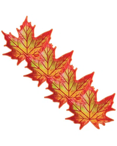 Northlight Set Of 4 Embroidered Maple Leaf Fall Harvest Placemats In Orange