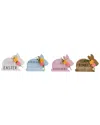 NORTHLIGHT NORTHLIGHT SET OF 4 FLORAL BUNNY WOODEN TABLETOP EASTER SIGNS