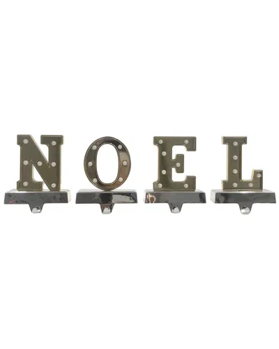 Northlight Set Of 4 Gold & Silver Led Lighted Noel Christmas Stocking Holders