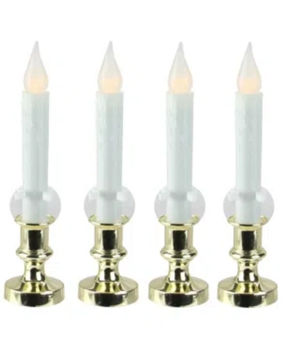 Northlight Set Of 4 Led Flickering Window Christmas Candle Lamp With Timer 8.5" In White