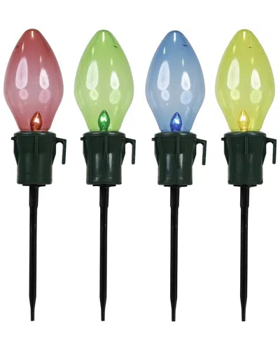 Northlight Set Of 4 Lighted Multicolor Jumbo C7 Bulb Christmas Pathway Markers