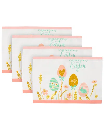 Northlight Set Of 4 Pastel Eggs Happy Easter Floral Placemats In White