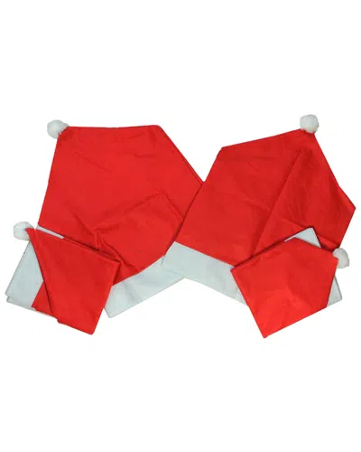 Northlight Set Of 4 Red Santa Hat Chair Covers With White Cuff & Pom-pom