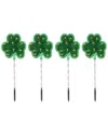 Northlight Shamrock St Patrick's Day Pathway Marker Lawn Stakes Clear Lights Set, 4 Piece In Green