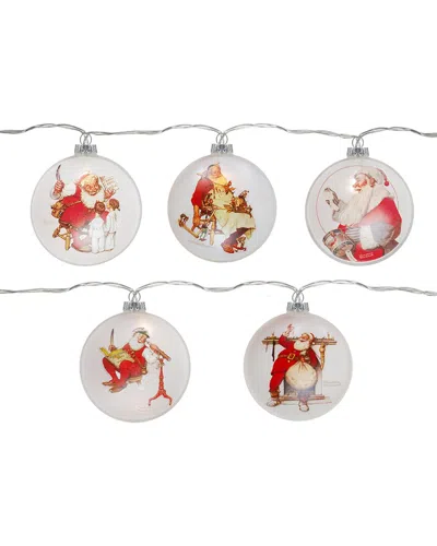 Northlight Set Of 5 Glass Norman Rockwell Christmas Disc Lights In White