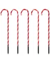 Northlight Set Of 5 Red Lighted Candy Cane Christmas Lawn Pathway Markers In Red