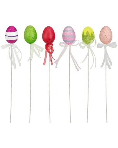 Northlight Discontinued  Set Of 6 Colorful Speckled & Glittered Easter Eggs In Pink