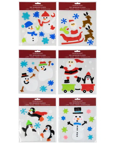 Northlight Set Of 6 Double Sided Christmas Gel Window Clings In Multi