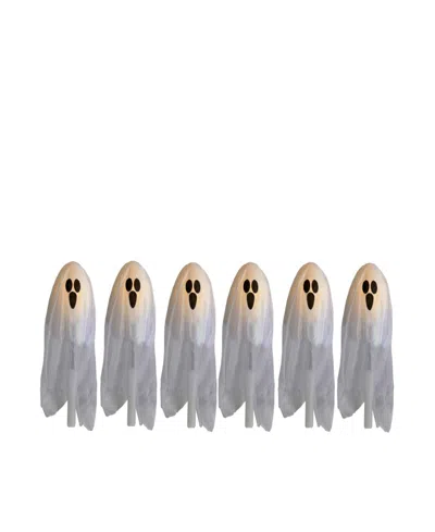 Northlight Set Of 6 Led Lighted Ghost Outdoor Halloween Lawn Stakes, 30" In White