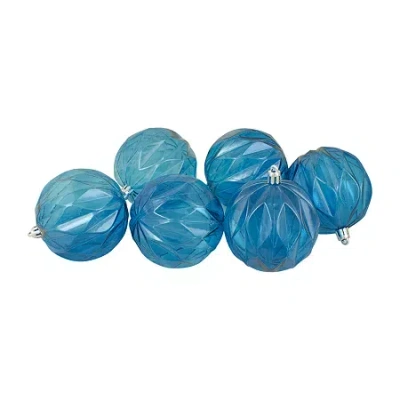 Northlight Set Of 6 Transparent Blue Rhombus Cut Shatterproof Christmas Ball Ornaments 3"