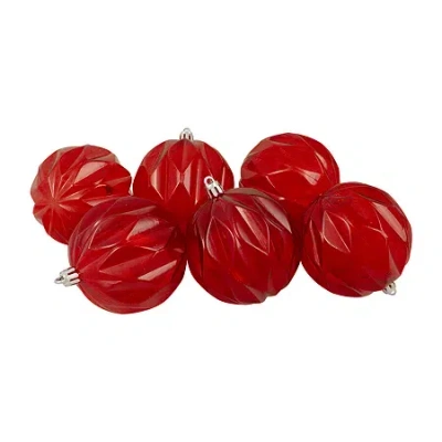 Northlight Set Of 6 Transparent Red Rhombus Cut Shatterproof Christmas Ball Ornaments 3"