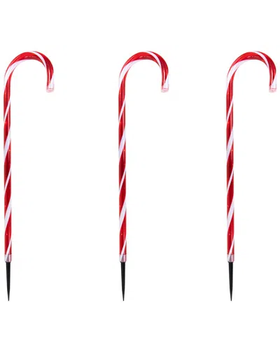 Northlight Set Of 8 Led Red & White Candy Cane Pathway Markers