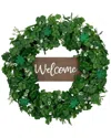Northlight Shamrock Welcome Twig Wreath In Green