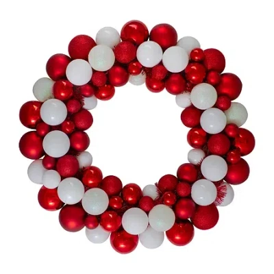 Northlight Shatterproof Ball Wreath In Red