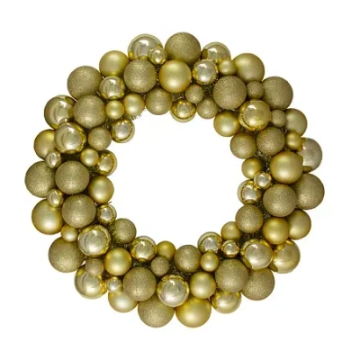 Northlight Shatterproof Ball Wreath In Gold