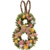 Northlight Shaved Wood Flowers Bunny Rabbit Silhouette Wreath In Multi