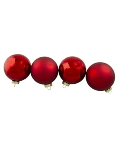 Northlight Shiny And Matte Glass Ball Christmas Ornaments In Red