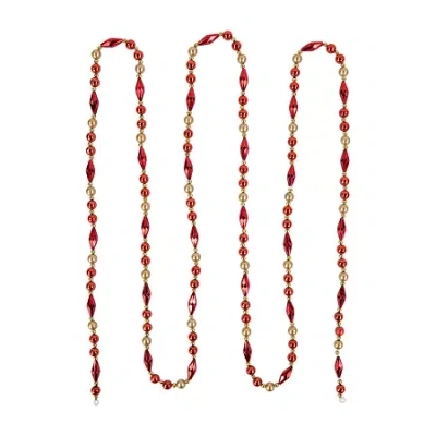 Northlight Shiny And Matte Red And Gold Beaded Unlit Christmas Outdoor Garland In Multi
