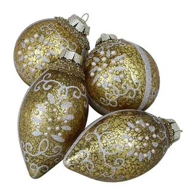 Northlight Shiny Glass Ball 4-pc. Christmas Ornament In Gold