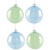 Northlight Shiny Glass Ball Christmas Ornaments With Pearl Drops In Blue