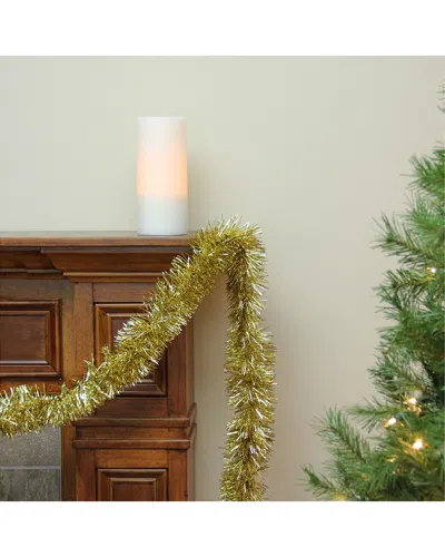 Northlight Shiny Gold Festive Christmas Foil Tinsel Garland In Green