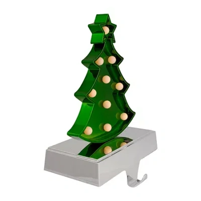 Northlight Shiny Green Led Lighted Tree 7in Christmas Stocking Holder