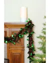 Northlight Shiny Red & Green 8 Ply Christmas Tinsel Garland With Green Holly
