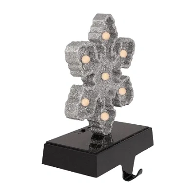 Northlight Silver Glittered Led Lighted Snowflake 7in Christmas Stocking Holder
