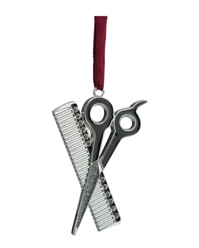 Northlight Silver-plated Barber Scissors And Comb Christmas Tree Ornament With European Crystals