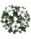 Northlight Silver Poinsettia & Pinecone Artificial Christmas Wreath