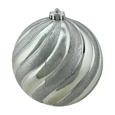 Northlight Silver Swirl Shatterproof 2-finish Christmas Ball Ornament 5.5'' (140mm)