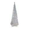 Northlight Silver Tinsel Pop-up With Clear Lights 6 Foot Pre-lit Christmas Tree In Silver