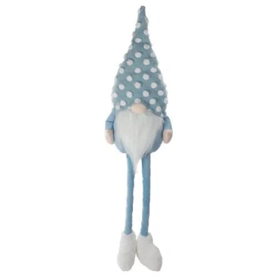 Northlight Sitting Spring Gnome Figure With A Pointy Polka Dot Hat In Blue