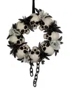 Northlight Skulls & Chains With Roses Halloween Wreath In Orange