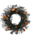 Northlight Skulls & Spiders Halloween Twig Wreath In Black