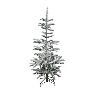 Northlight Slim Flocked Nordmann Fir 7 1/2 Foot Fir Christmas Tree In Green