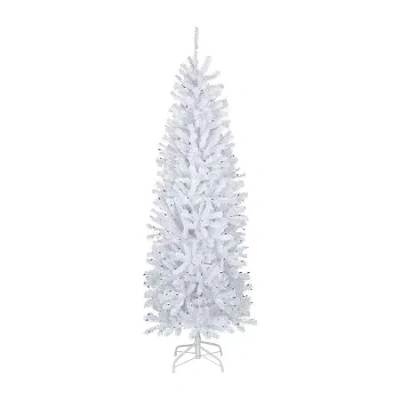Northlight Slim Geneva White Spruce Artificial Blue Lights 6 1/2 Foot Pre-lit Christmas Tree